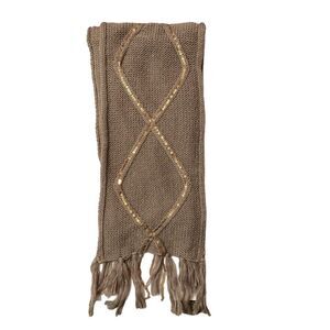 Women's Fownes Purple Fringe Knit Scarf With Sequin Detail